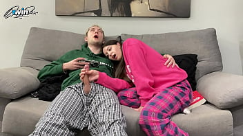 Naughty Stepsister’s Eager Hands Tease Her Brother’s Thick Cock To A Messy Climax