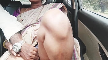 Saree-clad Indian Aunty With Big Boobs Seduces Son-in-law On A Long Drive, Moaning Dirty Telugu Whispers.