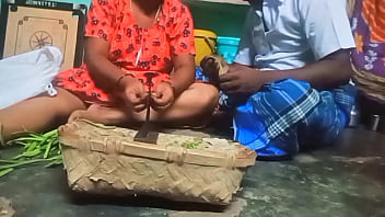 Tamil Aunty Chops Veggies While Uncle Fondles Her Tits
