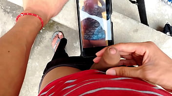 Out Back, I’m Unloading My Thick Rod While Watching My Buddy Strip On Camera