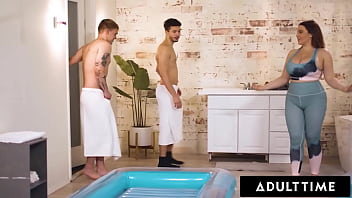 Busty Masseuse Natasha Nice Gives A Slippery Nuru Massage And Takes Two Inexperienced Studs For A Wild Threesome