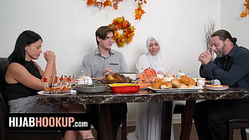 Audrey Royal’s Thanksgiving Feast: A Hijab-wearing Vixen Gets Ravished Over The Dinner Table