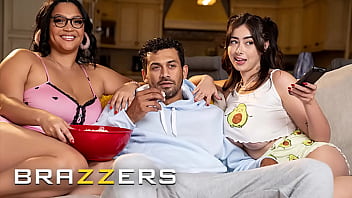 Movie Night With Ashlyn Peaks And Chloe Surreal Gets Wild When They Seduce Their Crush Into A Sweaty, Moaning Threesome.