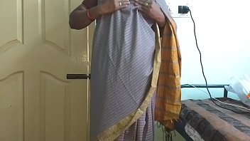 Desi Slut Vanitha In A Sheer Grey Saree Flaunts Her Massive Tits And Shaved Cunt, Squeezing Her Hard Nipples And Rubbing Her Wet Pussy As She Fingers Herself Raw
