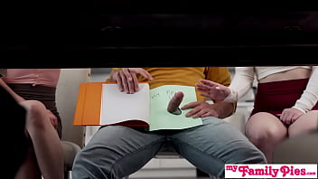Step Mom’s Sweet Treat: Bend Over And Wait With Your Little Cock While We Devour Dessert