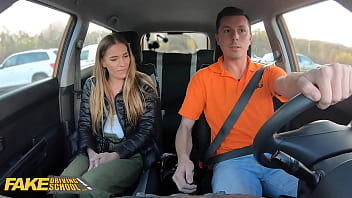 Stranded And Desperate, Eveline Dellai Gets Pounded In The Backseat By Her Fake Driving Instructor