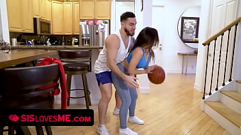 Desperate Stepbro Can’t Resist Helping His Curvy Brunette Stepsister With Her Tight, Bouncing Ass As She Begs For A Private Basketball Lesson.