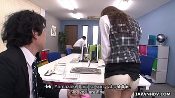 Asian Secretary On Her Knees, Gagging On Her Superior’s Thick Load