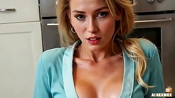 When Dad’s Away, My Stepson Takes Me Hard In The Kitchen, Pounding My Big Ass And Hot Tits