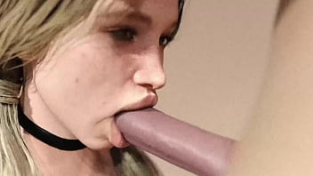 Massive Ivory Cock Devours Blonde Bimbo’s Gaping Mouth