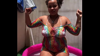 Plump Goddess Strikes A Pose In Her Tiny Pool, Unleashing A Gassy Surprise