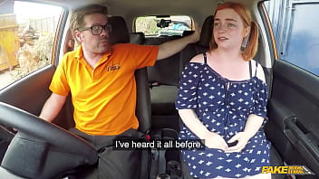 Fake Driving School: Busty Redhead Takes A Thick Cock In The Car And Swallows Every Last Drop