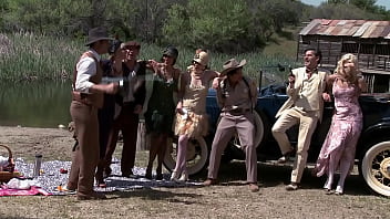 A Sizzling Outdoor Orgy With Bobbi Starr, Dylan Ryder, Julia Ann, And Natasha Marley Getting Wild And Wet Under The Open Sky.