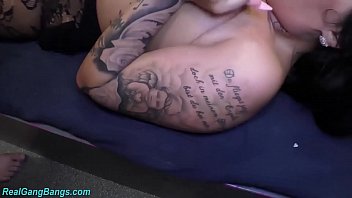 Inked Teuton Temptress With Voluptuous Curves Ravaged In Raucous Gangbang