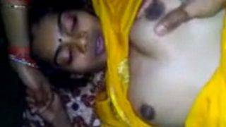 Golden Silk Sari-clad Servant’s Intimate Encounter