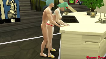 Desnuda En La Cocina, Mi Madrastra Bulma Me Calienta La Leche Y Me La Follo Salvaje Mientras Mi Padre Trabaja, Complaciendo A Su Hijastro Como Una Zorra Cachonda Del Universo Dragon Ball