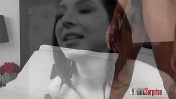 Raven’s Dark Curls Frame Her Slick Cunt As Fingers Tease Before A Massive Cock Stretches Her Wide