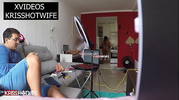 Kriss, A Naughty Hotwife, Struts Half-naked In Front Of The Computer Technician