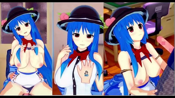 東方比那名居天子の巨乳を揉みしだくエロゲー3dcgアニメ