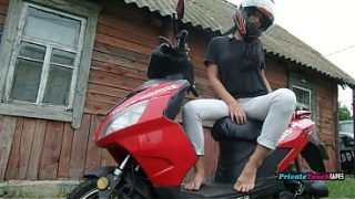 Riding Hard And Dripping Wet, This Russian Biker Babe Fingers Her Soaked Cunt Under The Open Sky.