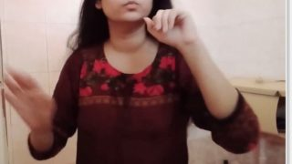 Desi Bhabhi With Flowing Hair Sensually Undresses For A Steamy Bath Scene