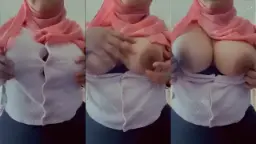 Lustyberryy’s Pink Hijab Teasing With Massive Bare Tits