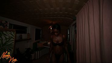 Ebony Takes A Hard Pounding Beneath The Rustic Treehouse