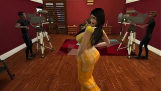Desi Aunty Manju Drives Horny Guys Wild In A Hot Yellow Saree, Teasing Them With Every Move