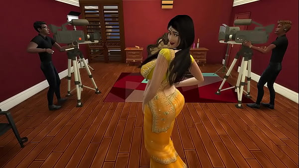 Desi Aunty Manju Drives Horny Guys Wild In A Hot Yellow Saree, Teasing Them With Every Move