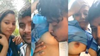 College Babe Getting Her Tits Sucked Outside