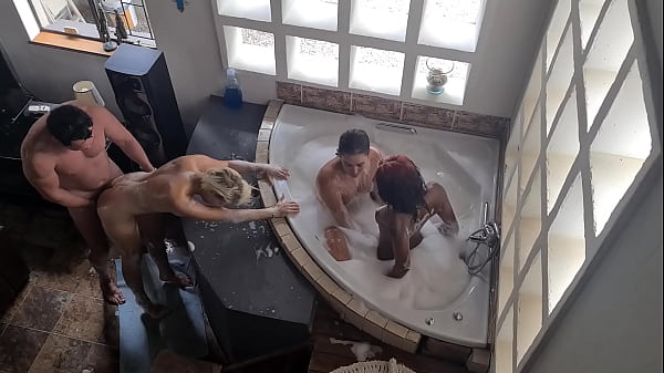 Spa Bath: Three Sluts, One Lucky Dude, A Wild Orgy | Reverse Gangbang | Interracial