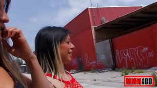 Two Hot Spanish Sluts Sucking And Fucking Each Other In Public, Insane Threesome Action