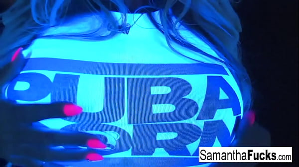 Samantha Saint Rides The Neon Glow, Dripping Wet And Begging For Release In This Filthy Black Light Solo