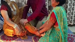 A Horny Desi Threesome Where A Mistress Rails Both A Mom And Her Son.