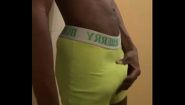 Sweaty Young Stud Flexes His Ripped Core While Gripping His Thick Black Cock Out In The Open