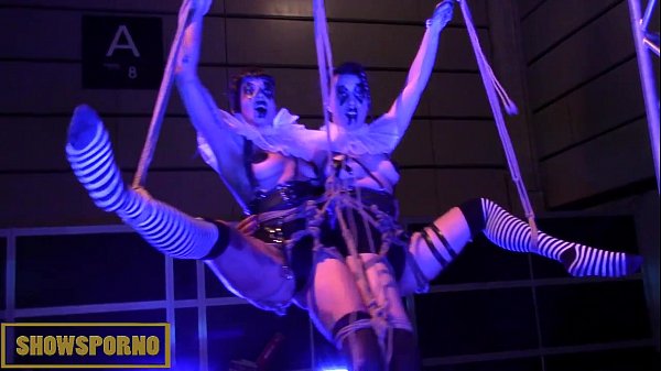 Brunette Sluts Tied Up Like Sexy Clown Whores