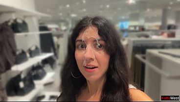 Risky Fitting Room Fuck And Public Cum Stroll Through A Crowded Clothing Store